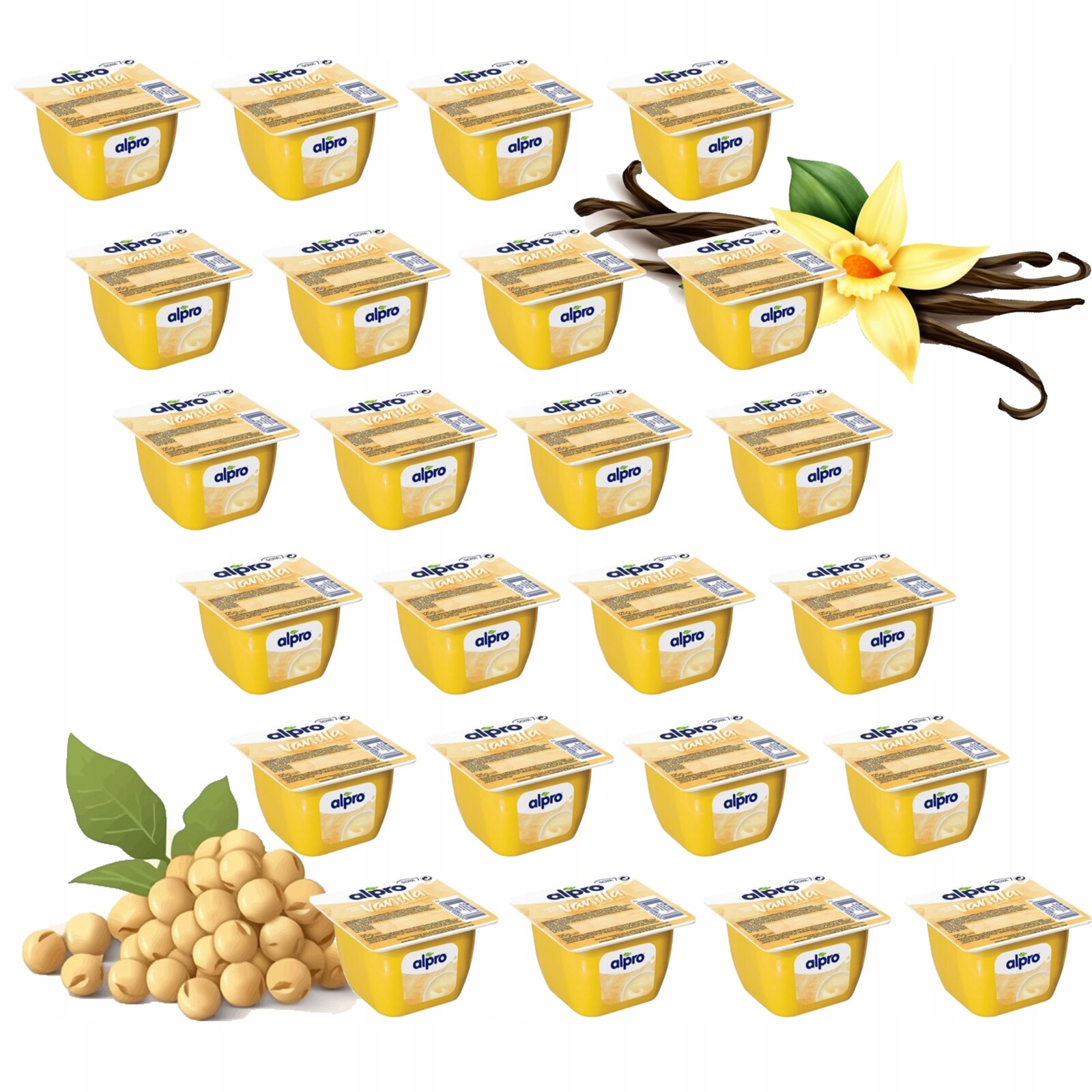 Sada Dezert Alpro Rostlinný, Sójový s vápníkem s vanilkovou příchutí 24x125g