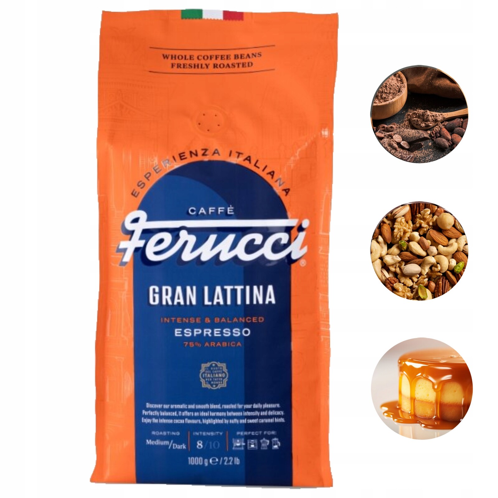 Káva zrnková Ferucci Gran Lattina Arabica Robusta 1kg