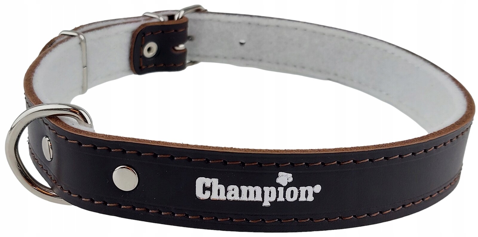 Obojek pro psa Lícová kůže Polský Výrobce Champion 70 cm/3 cm Hnědá