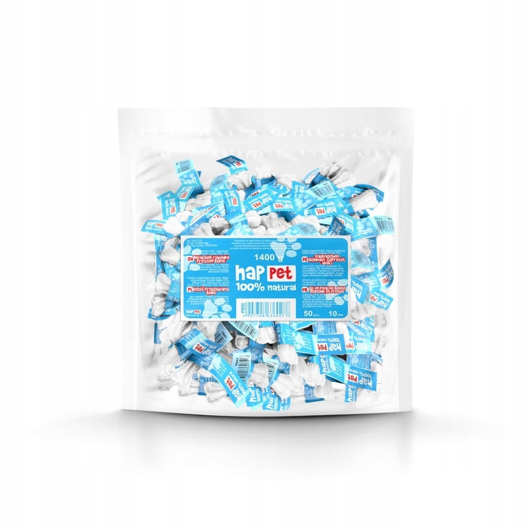 Lisovaná kost bílá 10 cm 50 Ks. Happet, pro psa, zdravá a chutná