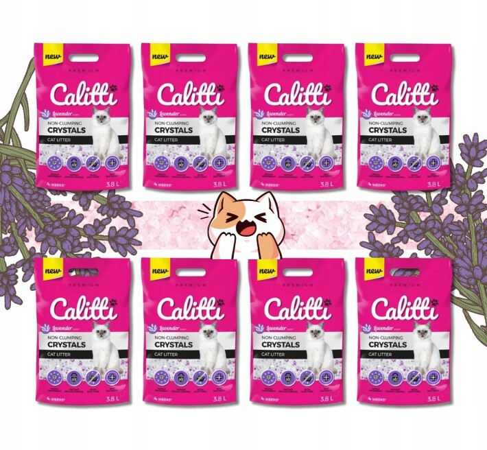 Calitti Crystals Lavender silikonové stelivo Bezprašné pro kočky 8 x 3,8L