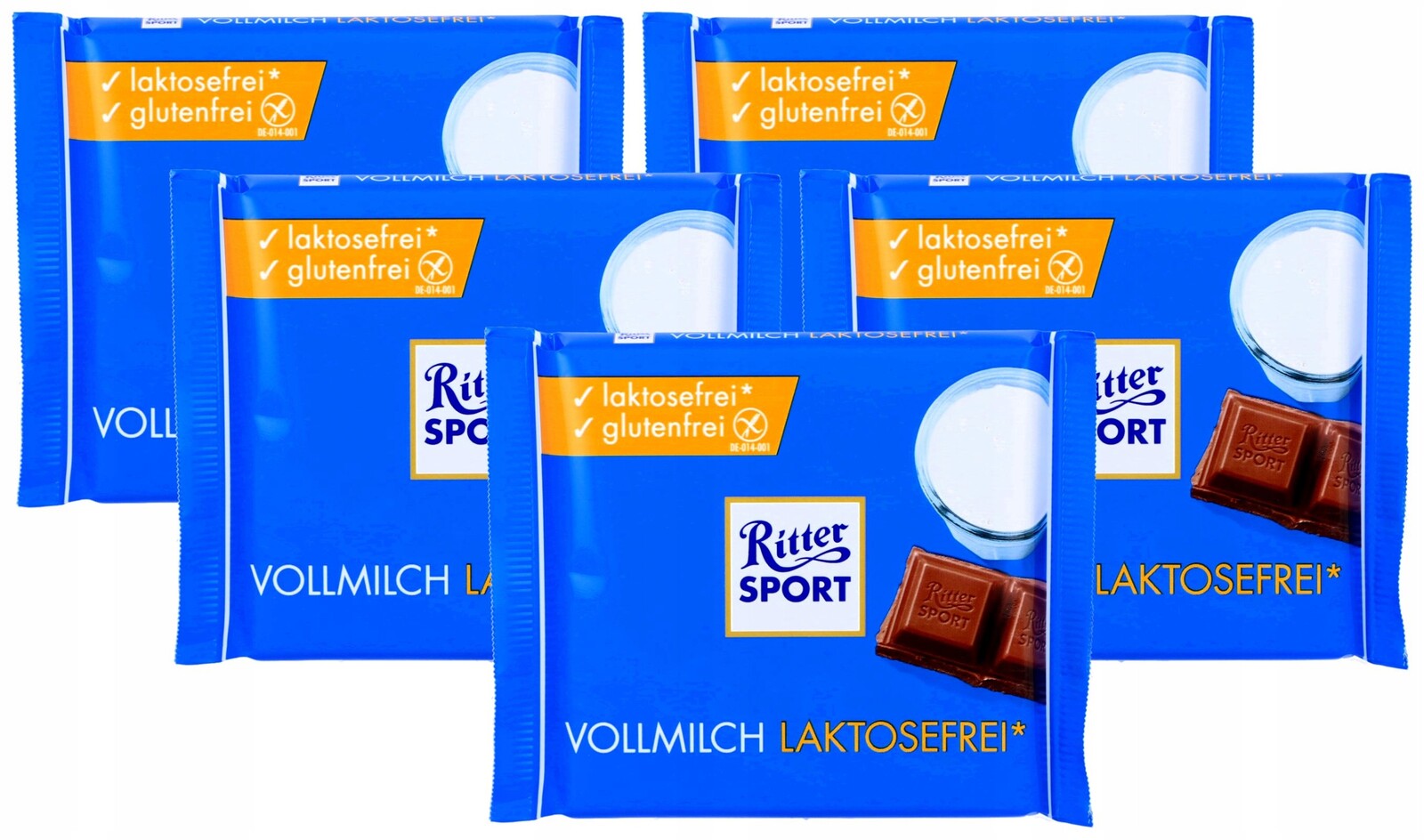 Ritter Sport čokoláda Bez Laktózy 5x100g Bezlepková mléčná plnotučné mléko