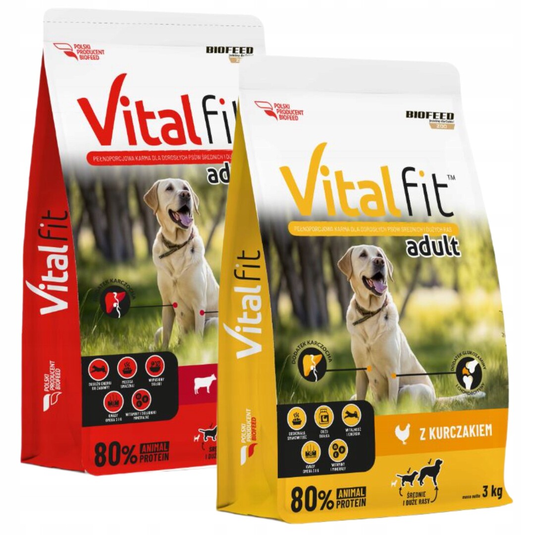 Biofeed Vitalfit Suché krmivo pro psy s hovězím masem 3 kg kuřecí maso 3 kg