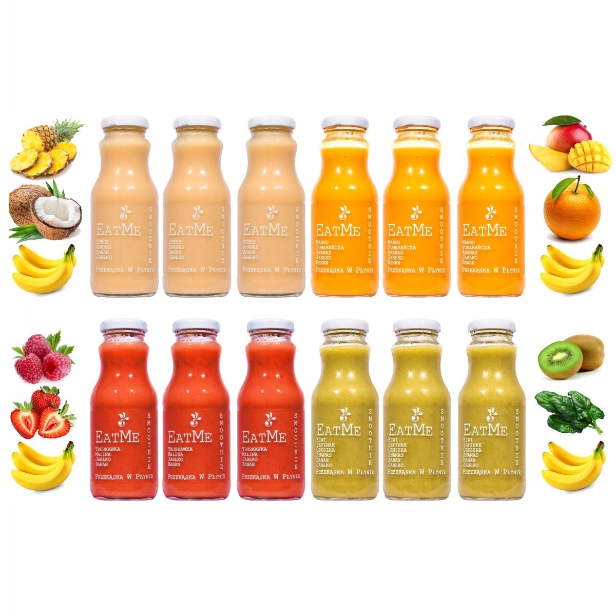 Sada 4 příchutí smoothie EatMe po 3 kusech 250 ml
