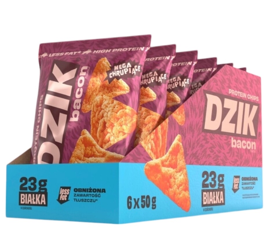 Wk Dzik Chipsy proteinové s příchutí sójové slaniny 23 g bílkovin 6x50 g