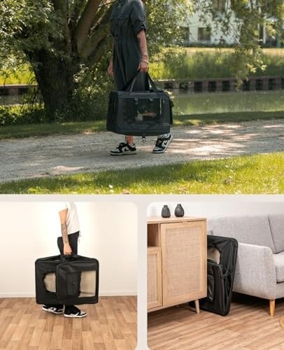 Lionto Skládací Přepravka pro psy a kočky do 12 kg Cestování autem