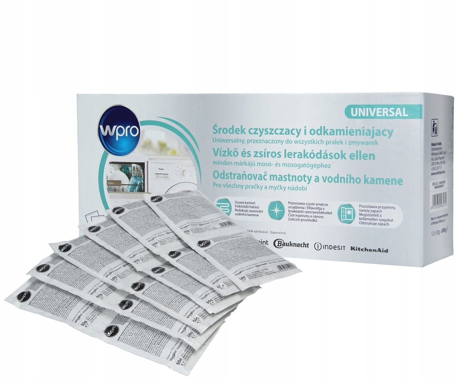 12 x Odvápňovač pro pračky a myčky nádobí 3v1 Wpro