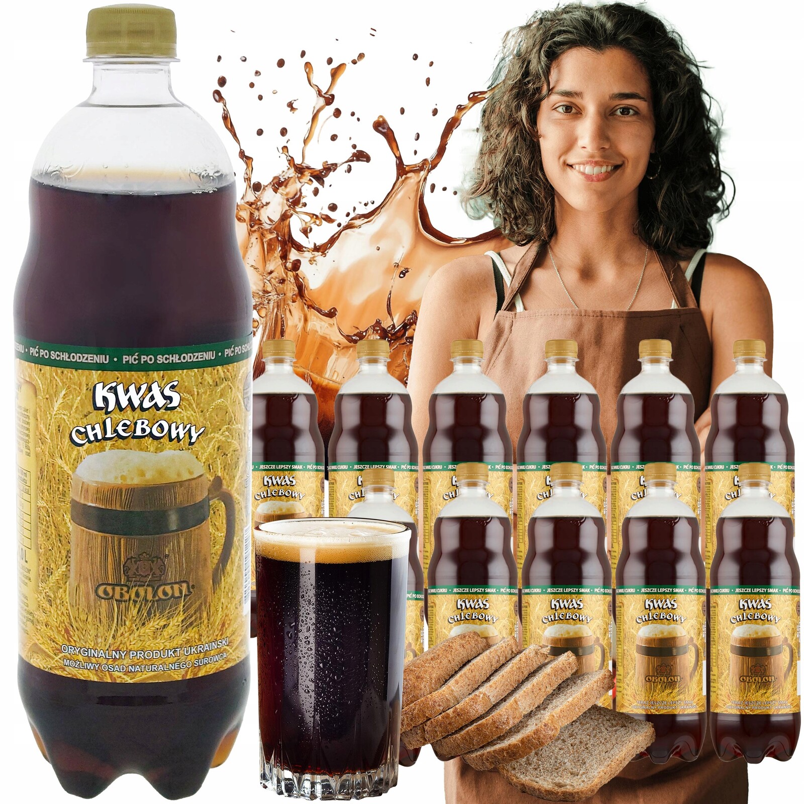 Kyselina Chlebová Obolon 12x1L Ukrajina Tradiční Sycený Nápoj Přírodní