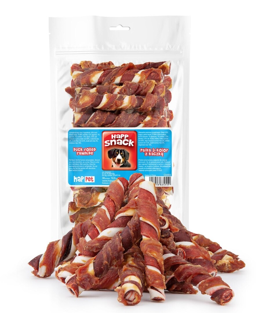 Palička psí pamlsek Happet GM89 12,5 cm, kachna, 30 ks, proteinová kousátka