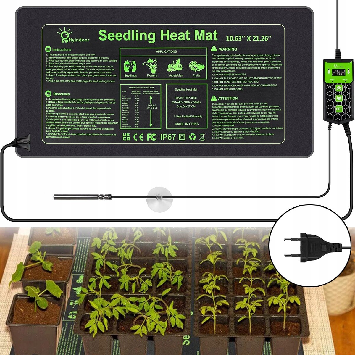 27W Topný Rohož S Termostatem Terárium Rostlin Sazenice 55x27 cm