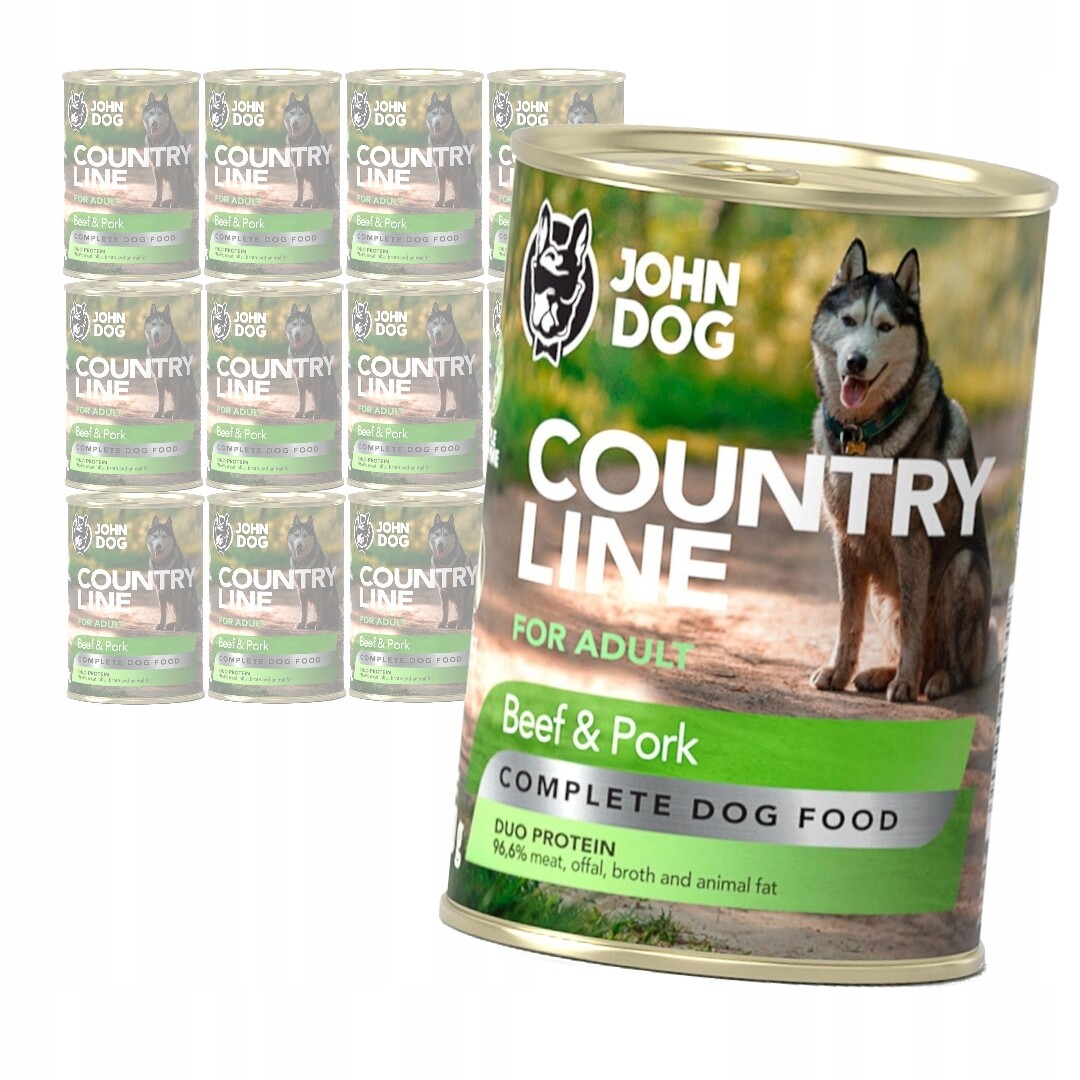 John Dog Country Line Vlhké Krmivo Pro Psa Hovězí Maso S Vepřovým Masem 12 x 400 g