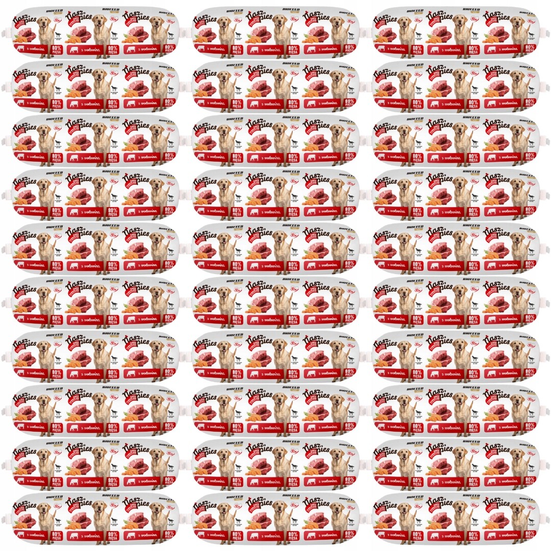 Biofeed Náš Pes Tyčinka pro psy Vlhké krmivo z hovězího masa 80 % masa 1 kg x 30