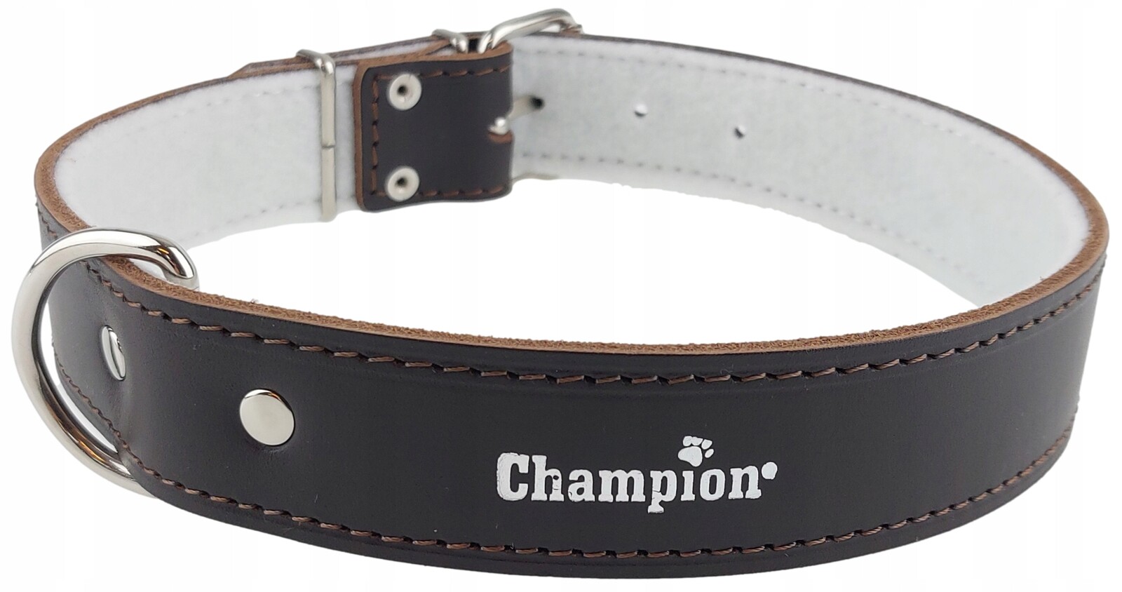Obojek pro psa Lícová kůže Polský Výrobce Champion 75 cm/4 cm Hnědá