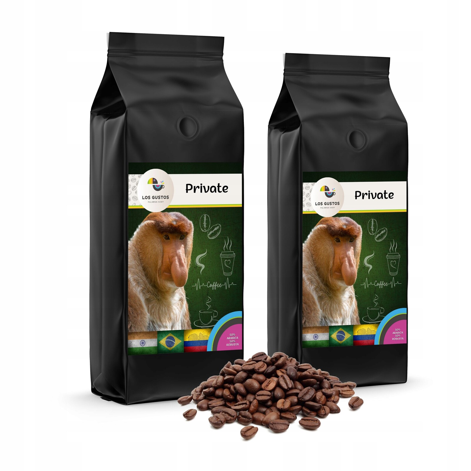 Káva zrnková Private 2x1000g Silná Los Gustos
