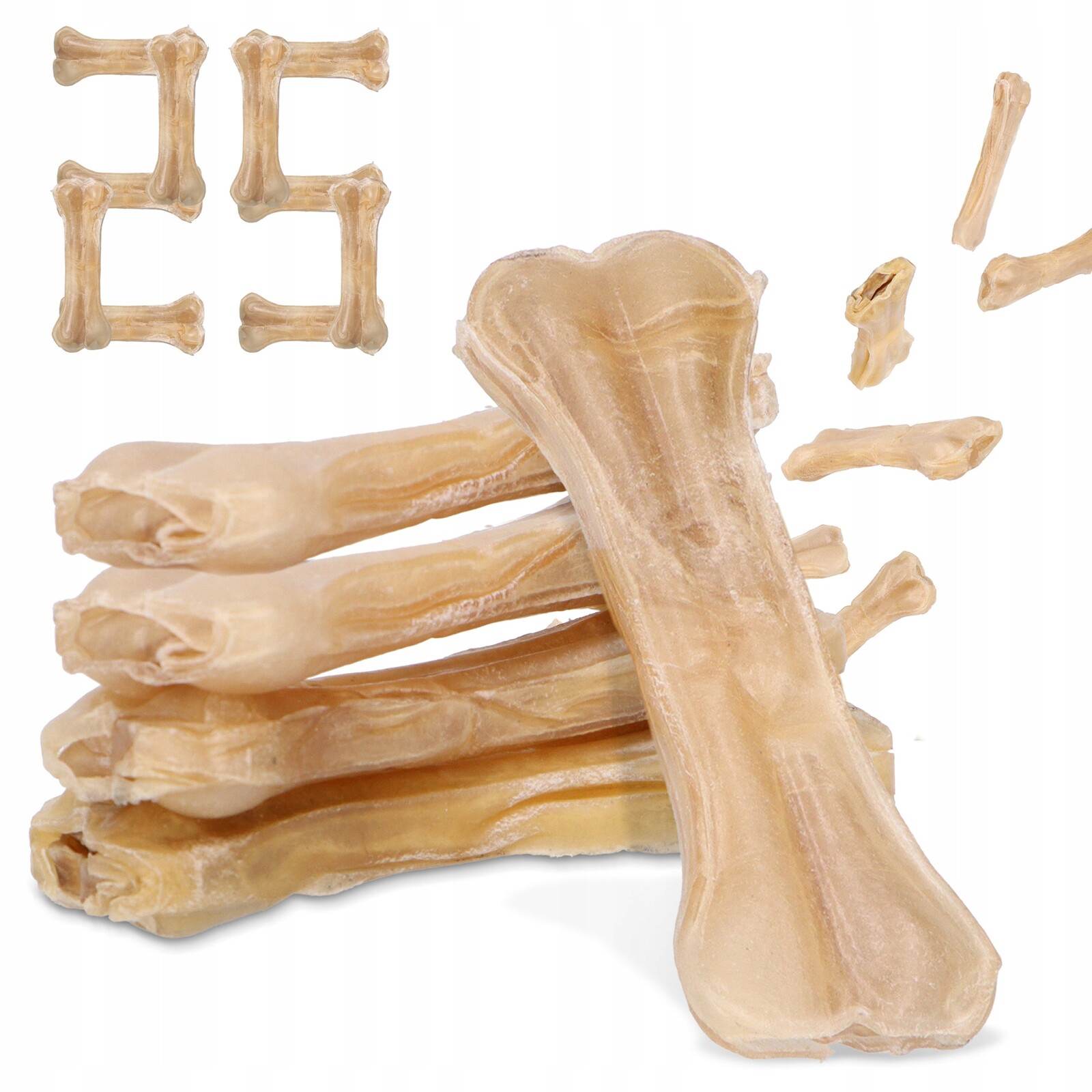 25x Kost Psa Lisovaná Přírodní 10cm Kousátko Pochoutky Hovězí Žvýkání