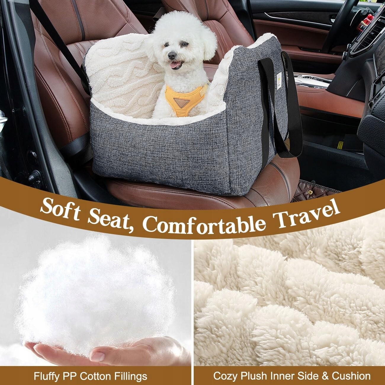 Pawaboo Autosedačka pro malé psy s bezpečnostními pásy šedá