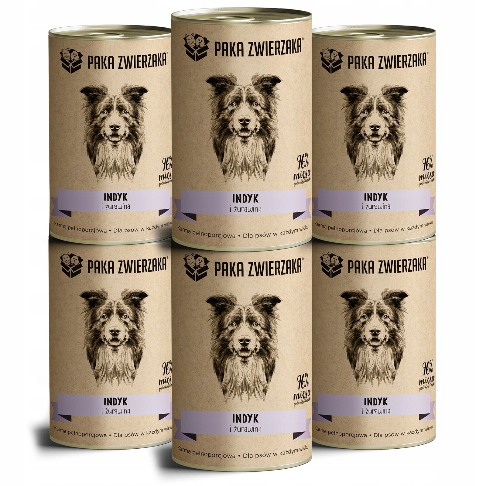 Paka Zwierzaka Krmivo mokré pro psa Krůta a brusinky 6x400 g