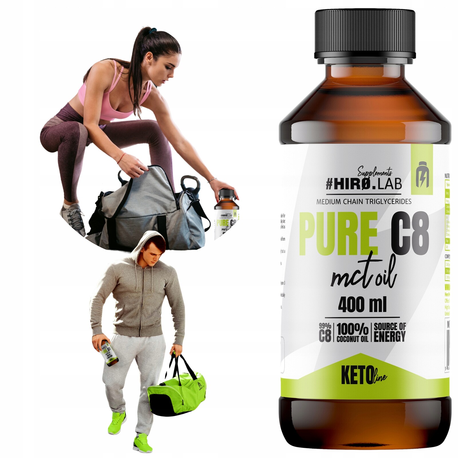 Mct Olej Hiro keto 400 ml Dieta oil dobré kyseliny redukce C8 energie c8