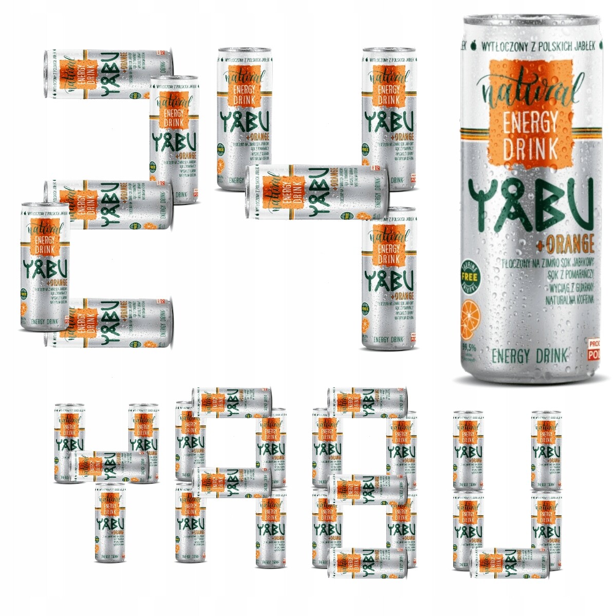 24 x Yabu Natural Energy Jablečně pomerančový nápoj 250 ml Bez Přidaného Cukru