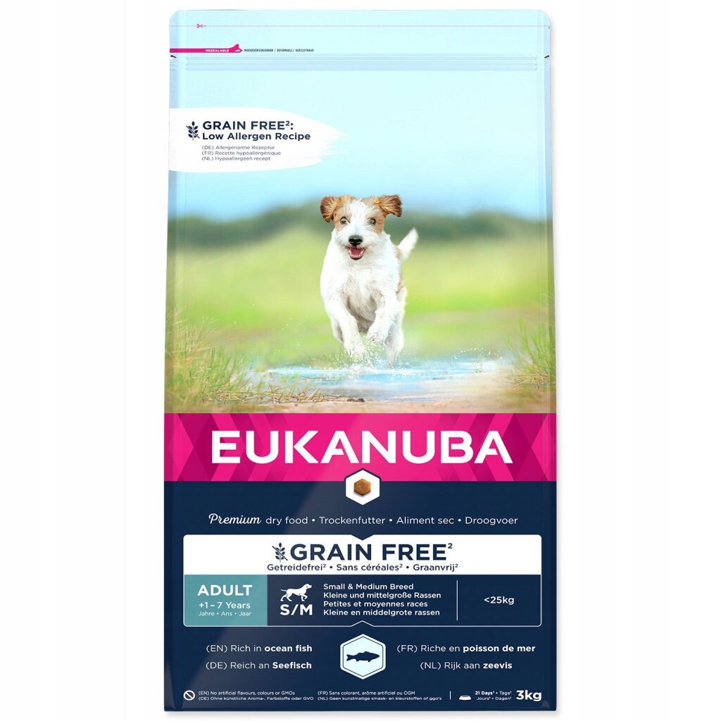 Krmivo Eukanuba Adult Small & Medium Grain Free Ocean Fish 3kg