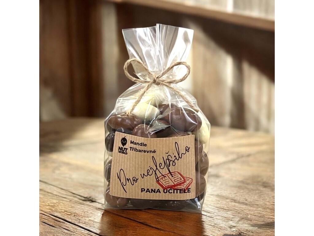 Nutworld.cz Ořechy v celofánu - Mandle tří barev 200g PRO PANA UČITELE