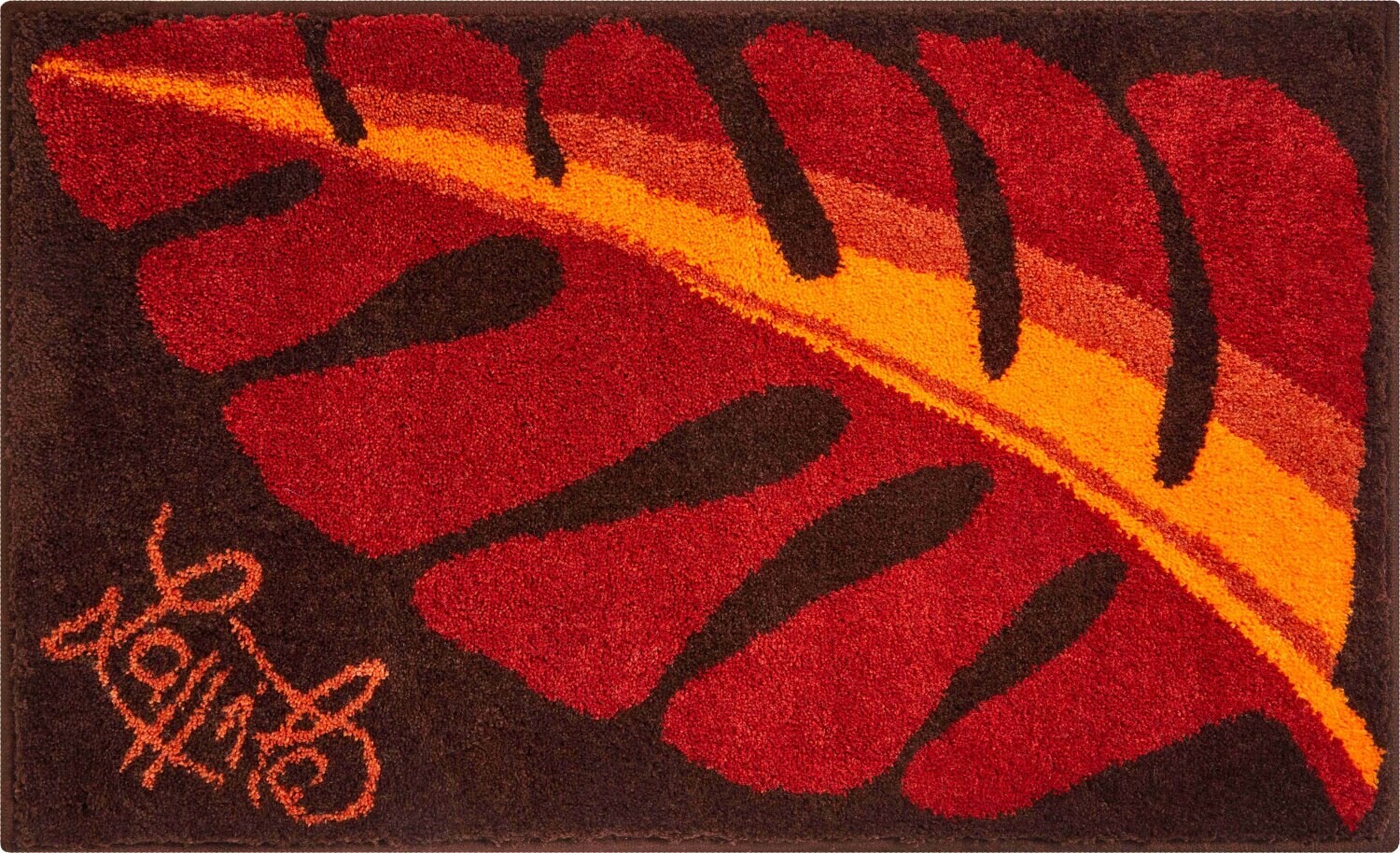 GRUND LEAF - Koupelnová předložka oranžová Rozměr: 60x100 cm