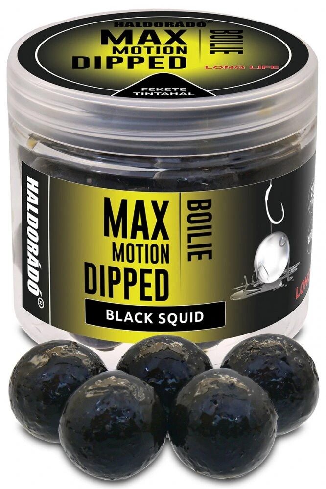 Haldorádó Boilies v dipu Dipped Max Motion 20mm 80g - Černý kalamár