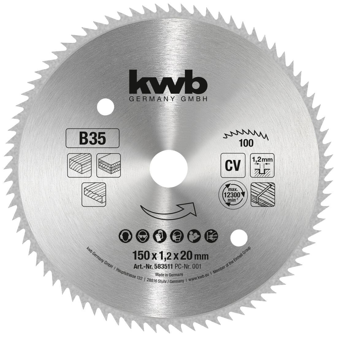 kwb 583511 pilový kotouč 150 x 20 mm 1 ks