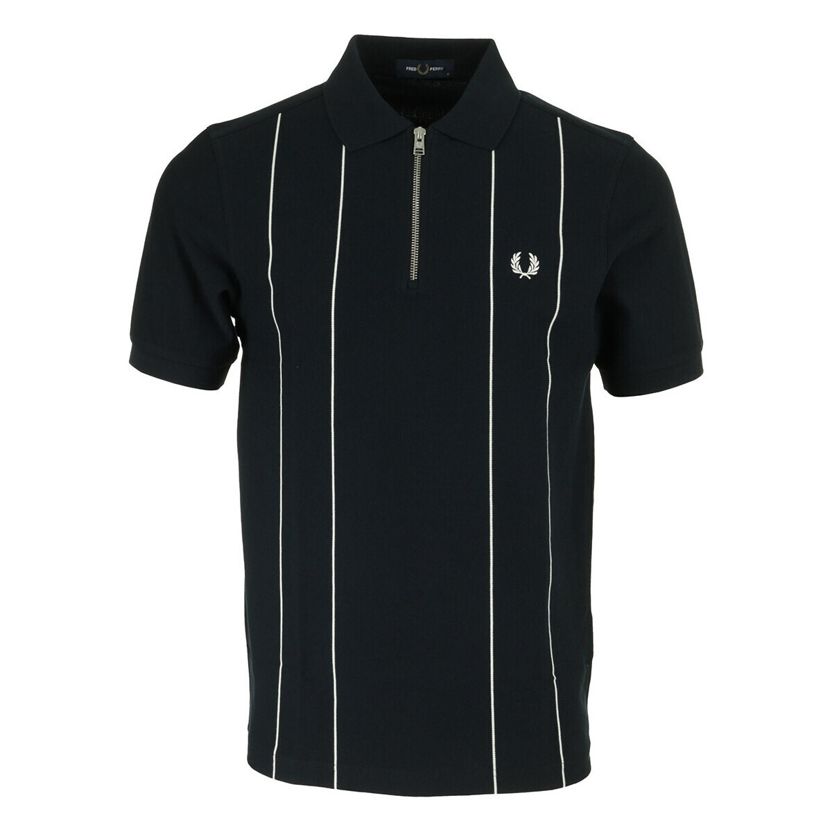 Fred Perry  Pinstripe Zip Neck Polo Shirt  Modrá