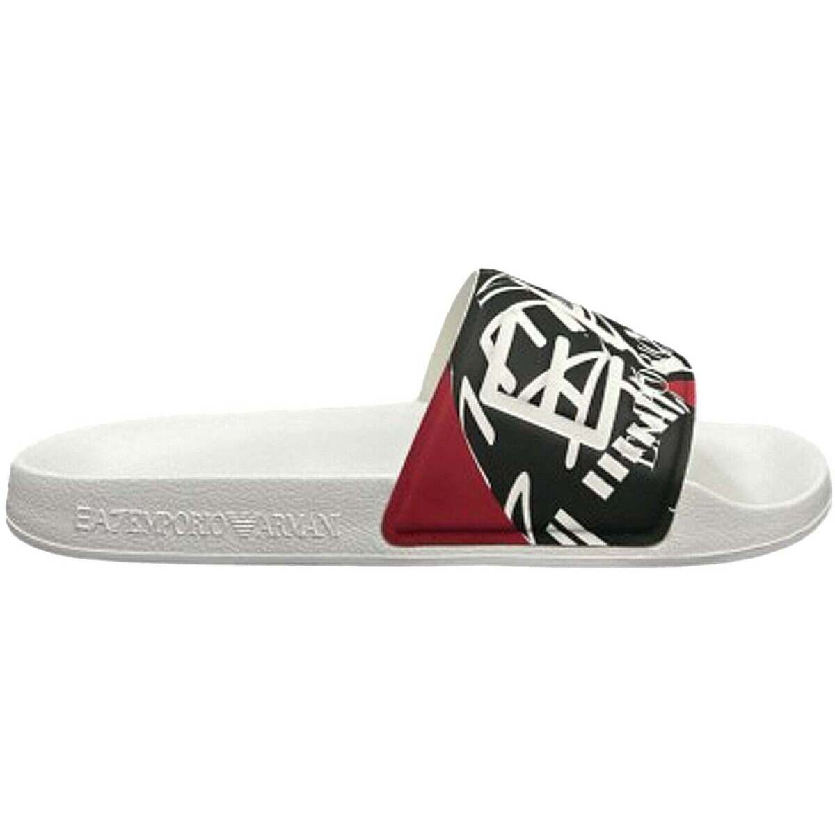 Ea7 Emporio Armani  Visibility Logo Slides White/Red Rings Print  Bílá