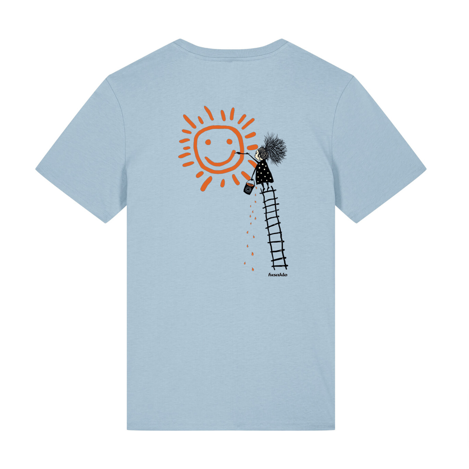 Tričko Veselé slunce modré s potiskem na zádech