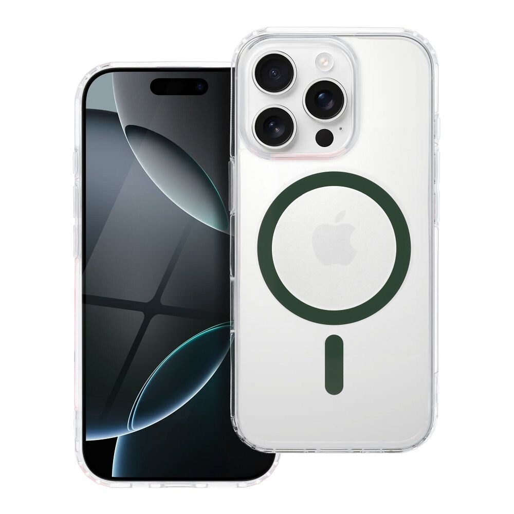 Zadní kryt Drop Glue Colorful Ring Mag Cover compatible with MagSafe pro Apple iPhone 13, tmavě zelená