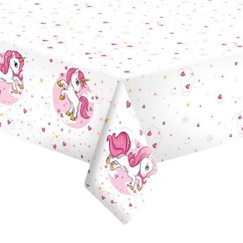 POL-MAK Papírový ubrus - Pink Heart Unicorn - 120 x 180 cm - OD01_OG_P_030501