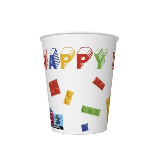 POL-MAK Papírové kelímky - Building Blocks Birthday - 250 ml - 8 ks - KD01_OG_028201