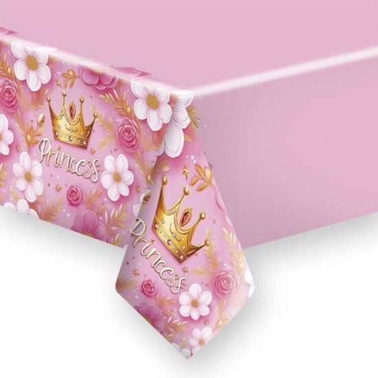 POL-MAK Papírový ubrus - Pink Princess Crown - 120 x 180 cm - OD01_OG_P_040801