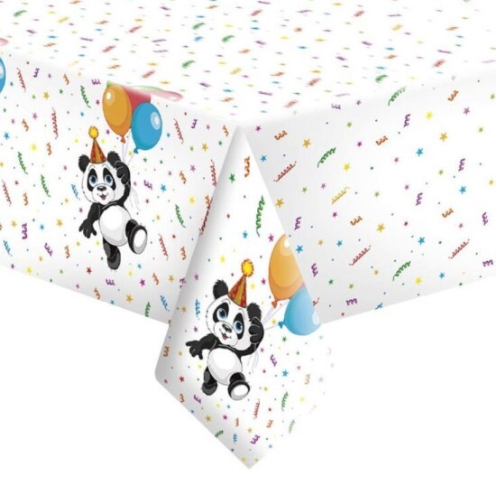 POL-MAK Papírový ubrus - Funny Panda with Balloons - 120 x 180 cm - OD01_OG_P_040601
