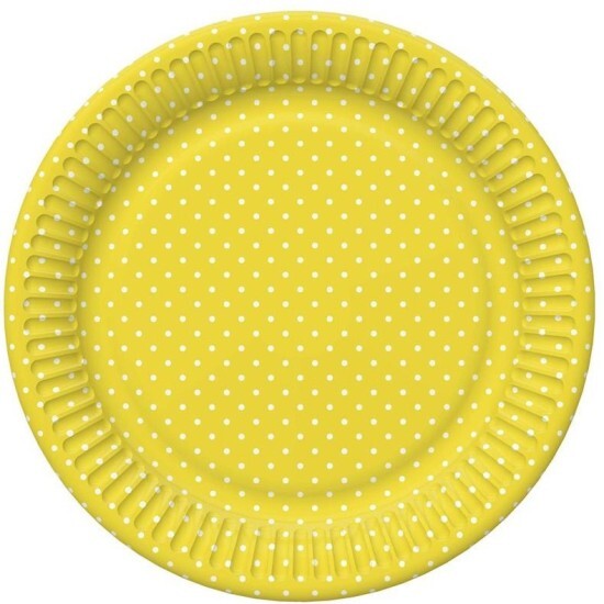 Papírové talíře velké - White Dots on Sunflower Yellow - 23 cm - 8 ks - TD02_OG_036809