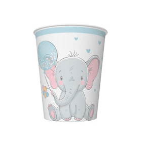 POL-MAK Papírové kelímky - Baby Elephant with Blue Balloon - 250 ml - 8 ks - KM01_OG_053001