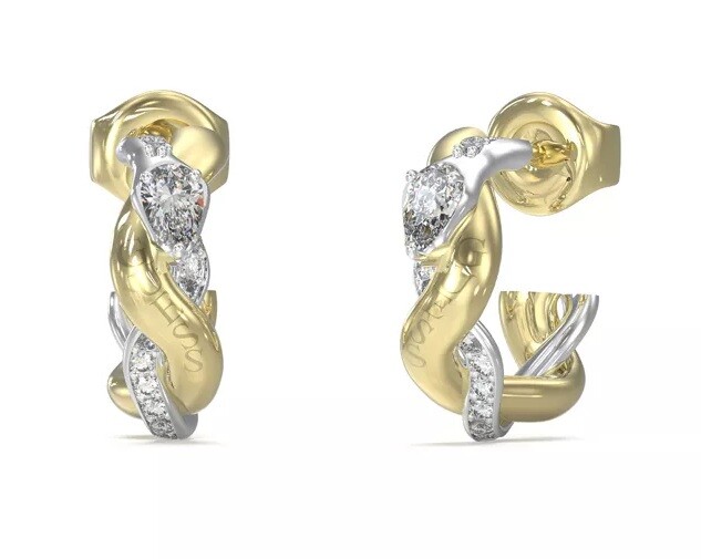 Guess Módní bicolor náušnice se zirkony Twist JUBE05065JWYGRHT/U