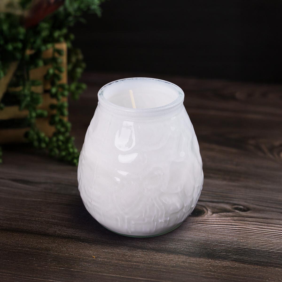 Gilde Svíčka v bílém skleněném svícnu