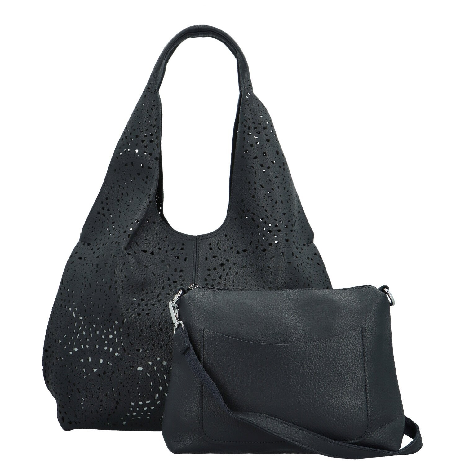 Stylový dámský koženkový set kabelek Selwin, tmavě modrý