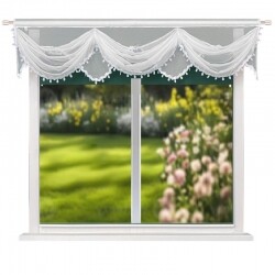 Hotová záclona krátká s krajkou 180 x 50 cm