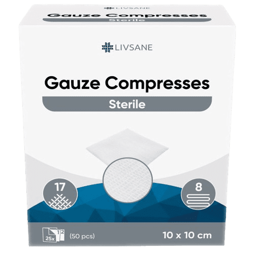 LIVSANE Sterilní gázové kompresy 10x10cm 25x2ks