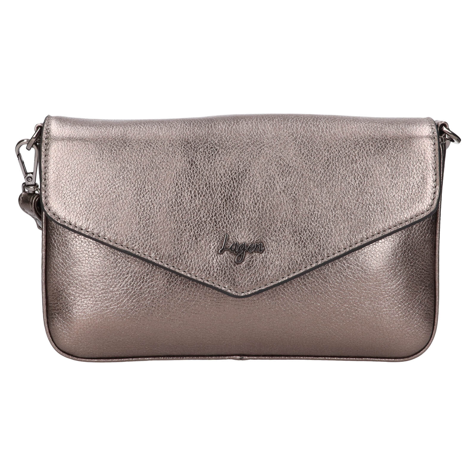 Dámská kožená crossbody kabelka Lagen Rikke - stříbrná