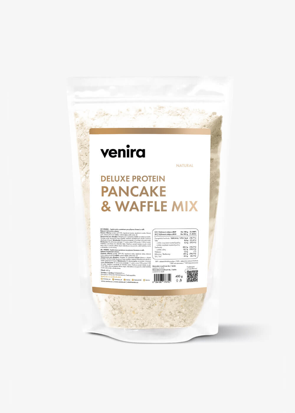 VENIRA deluxe protein pancake & waffle mix, natural, 400 g