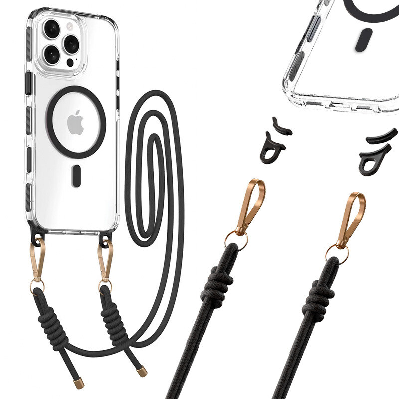 Zadní kryt Tel Protect Strap Clear pro iPhone 16 Pro black