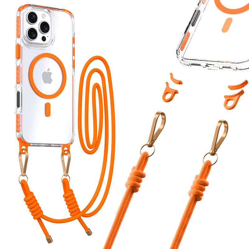 Zadní kryt Tel Protect Strap Clear pro iPhone 13-14 orange