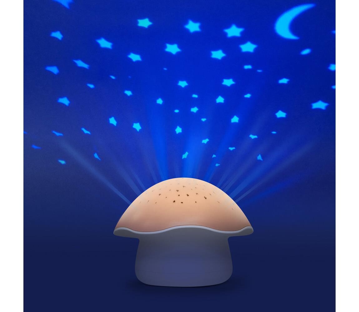 Pabobo PABOBO - Projektor s melodií STAR MUSHROOM 3xAA lososová