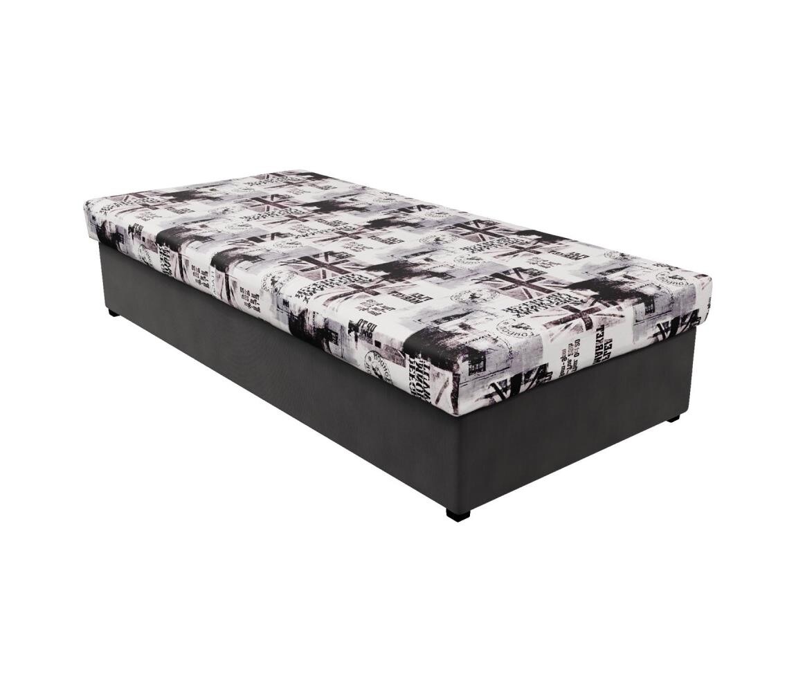 LAMIVEX Válenda s pružinovou matrací a úložným prostorem NOE 90x200 šedá/černá