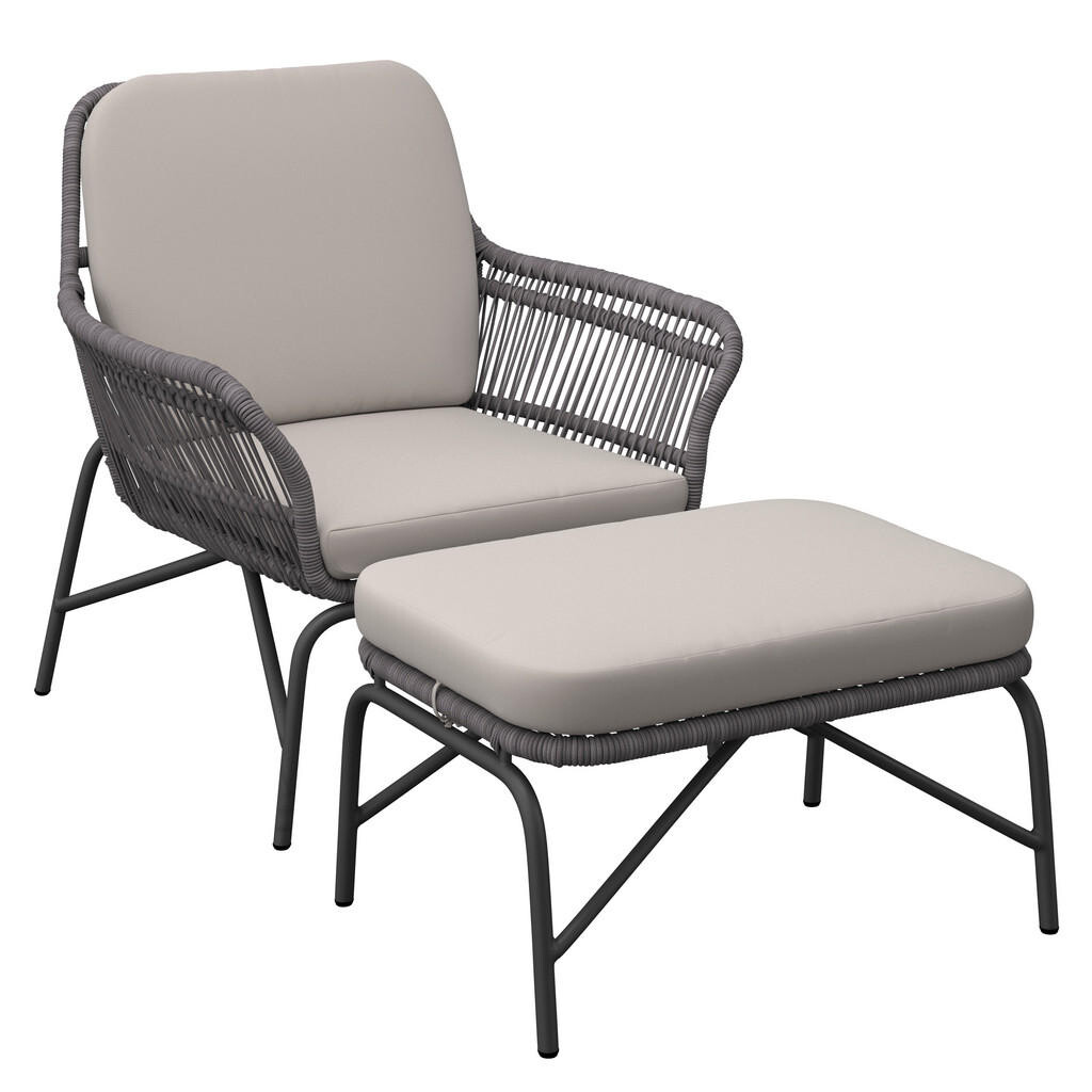 Ambia Garden RELAXAČNÍ KŘESLO S TABURETEM, kov, textil